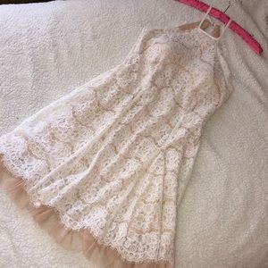 Francesca’s white lace high neck dress!